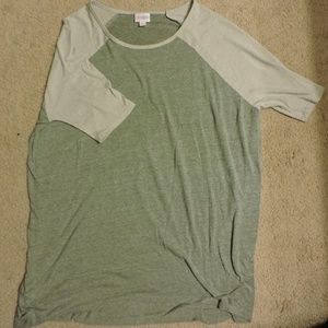 Lularoe Irma Top - light sage green/light grey